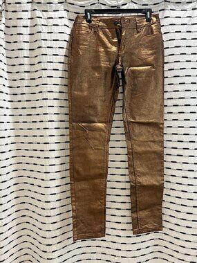 Rose gold foil skinny jeans